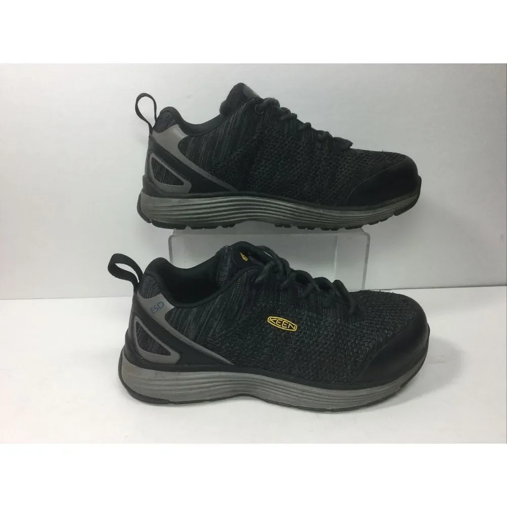 Keen Womens ESD Utility Work‎ Shoes Size 7W Black Gray Safety Toe Sneakers